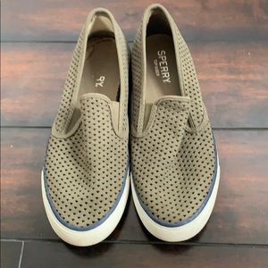 Forest Green Sperry Slip on Shoes